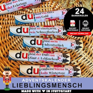 Duplo Christmas Advent Calendar Labels | PDF Template for Printing and DIY | Message for Your Favorite Person | Nutcracker | A001
