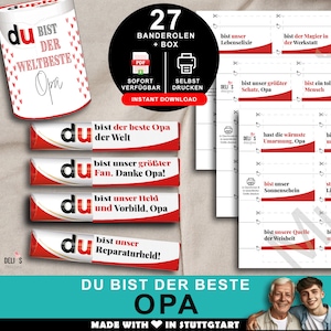 Duplo banderolas abuelo, regalo personal abuelo, mensaje querido abuelos, regalo cumpleaños día del abuelo, plantilla DIY pdf, inmediatamente A037