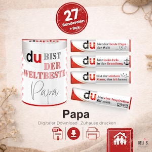 Duplo Banderolen Papa, Geschenkbox Vatertag, Botschaft Lieblingsmensch, Idee persönliches Geschenk, Geburtstagsgeschenk Vater, DIY pdf, A055