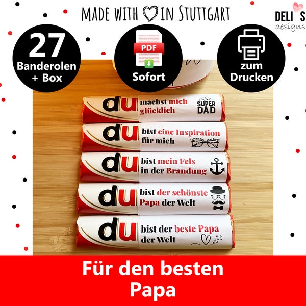 27 Duplo Banderolen Papa, Duplo Geschenkbox Vatertag, Du Botschaft Lieblingsmensch, Idee persönliches Geschenk, Geburtstagsgeschenk - DIY