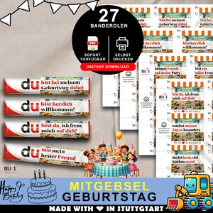 Duplo-festpapper för barnkalas, tema: byggarbetsplats, festgåvor för barn, gör-det-själv-inbjudningar, bordsdekorationer med grävmaskin, gör-det-själv PDF (direkt), A103