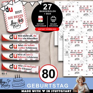Banderole Duplo, prezent na 80. urodziny, prezent urodzinowy dla mężczyzny, pamiątka dla kobiety, wydruk pomysłu na prezent DIY, 80. urodziny, pdf, A092
