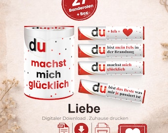Envoltorios Duplo Love, regalo romántico de San Valentín, idea de regalo DIY para mujeres, aniversario para hombres, aniversario de bodas para parejas, PDF imprimible, A029