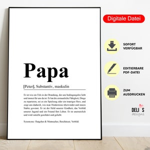Póster Definición de Papá - Regalo Personalizable Padre, Regalo de Navidad Padres, Amor del Día del Padre, PDF DIY, Disponible Inmediatamente, A147