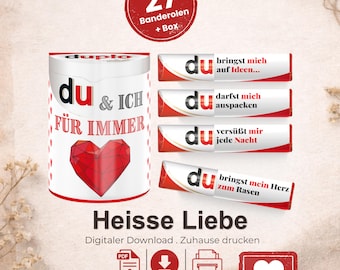 Envoltorios Duplo Love, regalo romántico de San Valentín, idea de regalo DIY para mujeres, aniversario para hombres, aniversario de bodas para parejas, PDF imprimible, A027