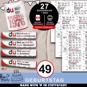 Duplo Banderolen, Geschenk 49. Geburtstag, Jahrgang 1976, Geburtstagsgeschenk Mann, Mitbringsel Frau, DIY Geschenkidee, 49 Jahre Feier, A206