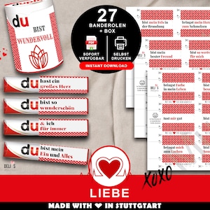 Duplo banderoles love, romantic gift Valentine&#39;s Day, DIY gift idea woman, anniversary man, wedding anniversary partner, pdf print, A030