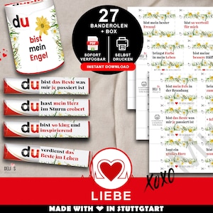 Duplo banderoles love, romantic gift Valentine&#39;s Day, DIY gift idea woman, anniversary man, wedding anniversary partner, pdf print, A028