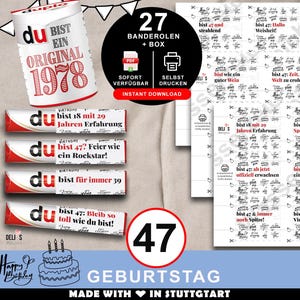 Duplo banderole, prezent na 47 urodziny, urodzony w 1978 roku, prezent urodzinowy dla mężczyzny, pamiątka dla kobiety, pomysł na prezent DIY, świętowanie 47 lat, A208