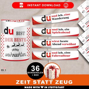 Vales banderola Duplo, regalo tiempo en lugar de cosas, regalo de Navidad para él, calendario de Adviento para ella, hazlo tú mismo, DIY pdf, A122