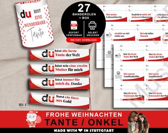 Duplo Banderolen Tante Onkel, Geschenkbox Patentante, Du Botschaft Patenonkel, persönliches Geschenk, Weihnachtsgeschenk last minute, DIY