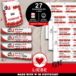 Duplo banderoles love, romantic gift Valentine&#39;s Day, DIY gift idea woman, anniversary man, wedding anniversary partner, pdf print, A026