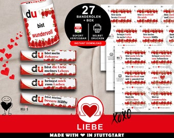Duplo banderoles love, romantic gift Valentine&#39;s Day, DIY gift idea woman, anniversary man, wedding anniversary partner, pdf print, A026