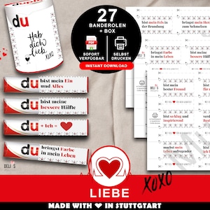 Duplo banderoles love, romantic gift Valentine&#39;s Day, DIY gift idea woman, anniversary man, wedding anniversary partner, pdf print, A032