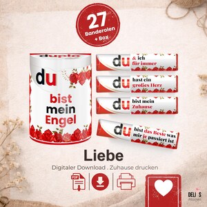 Duplo Love Wrappers, romantic Valentine's Day gift, DIY gift idea for women, anniversary for men, wedding anniversary for partners, printable PDF, A026