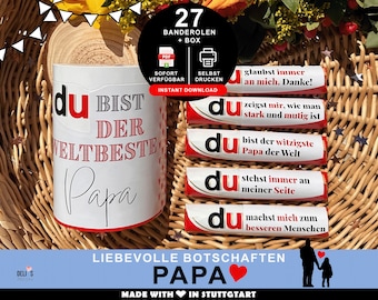 Duplo banderoles dad, personal gift Father&#39;s Day, loving message parents, birthday gift father craft, DIY instant pdf, A035