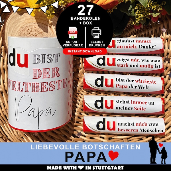 Duplo Banderolen Papa, Geschenk Vatertag, Du Botschaft Lieblingsmensch, Idee persönliches Geschenkbox, Geburtstagsgeschenk Vater, DIY pdf