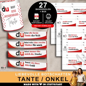Duplo Banderolen Tante Onkel, persönliches Geschenk Patenonkel, Taufe Mitgebsel basteln, Liebe Patentante Geburtstag, Vorlage DIY pdf, A036