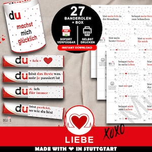 Duplo banderoles love, romantic gift Valentine&#39;s Day, DIY gift idea woman, anniversary man, wedding anniversary partner, pdf print, A029