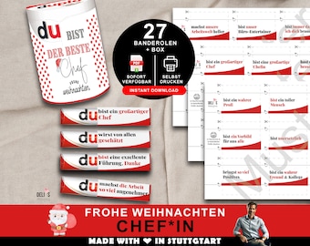 Duplo Banderolen Chef, Geschenk Weihnachten last minute, Chefin Danke Arbeit, Sprüche Kollege, Dankbarkeit Kollegin, Firma sofort pdf, DIY