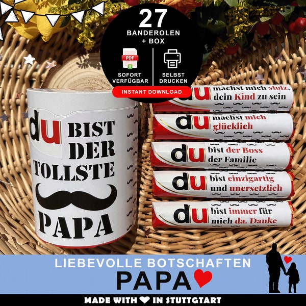 Duplo Banderolen Papa, Geschenkbox Vatertag, Du Botschaft Lieblingsmensch, Idee persönliches Geschenk, Geburtstagsgeschenk Vater, DIY pdf