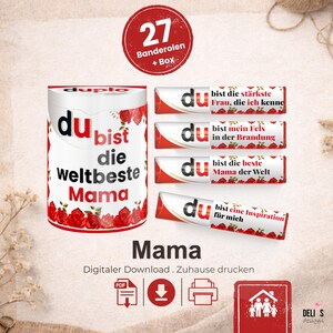 Bandeirinhas Duplo para a Mamãe, presente personalizado para o Dia das Mães, mensagem carinhosa para a Mamãe, presente de aniversário faça você mesmo para os pais, modelo em PDF, A039