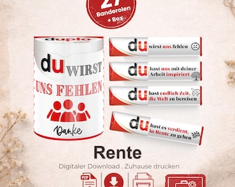 Duplo wrappers for retirement, gift idea for a colleague, thank you for work (man/woman), small craft for a retiree, farewell gift for a female colleague, DIY instant PDF, A052