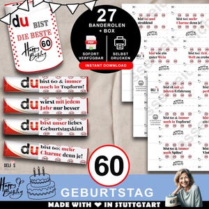 Banderole Duplo, prezent na 60. urodziny, prezent urodzinowy dla mężczyzny, pamiątka dla kobiety, wydruk pomysłu na prezent DIY, 60. urodziny, pdf, A087