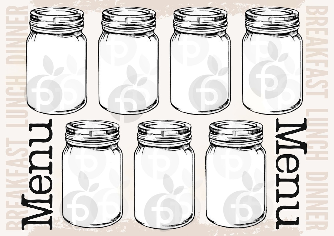 Mason Jar Menu Planner, Meal Planner, Weekly Planner, Mason Jar Planner ...