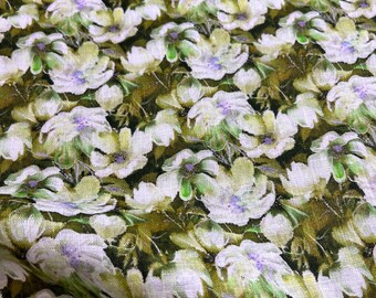 Pure linen high quality italian premium fabric / Designer floral print/ Alta moda luxury textile fashion natural fabric by the yard
