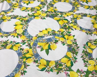 Tela italiana premium de popelina de algodón de alta calidad/ Estampado de limones de diseñador/ Tela textil natural de lujo de alta moda por yarda