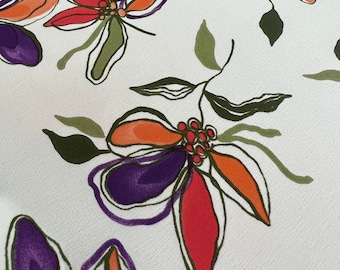 Pure silk crepe de chine premium high quality fabric/ Italian designer floral print/ Alta moda luxury textile fashion fabric by the yard