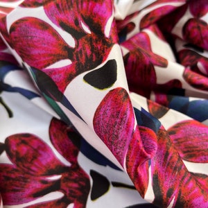 Italian cotton poplin high quality premium fabric/ Designer floral peonies print/Alta moda luxury natural textile fabric by the yard