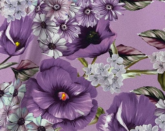 Pure silk crepe de chine high quality premium fabric/ Italian designer floral print/ Alta moda luxury textile fashion fabric by the yard
