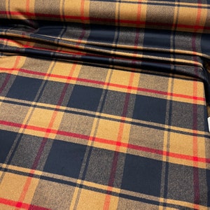 Italian wool high quality premium fabric/ Designer geometric camel dark blue print/ Alta moda luxury textile fabric by the yard
