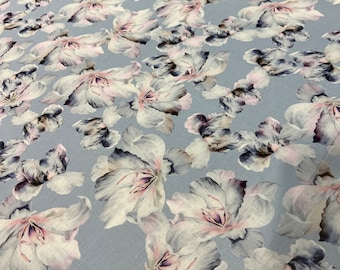 Cotton batiste high quality premium Italian fabric/ Designer floral print/ Alta moda luxury textile natural fashion fabric by the yard