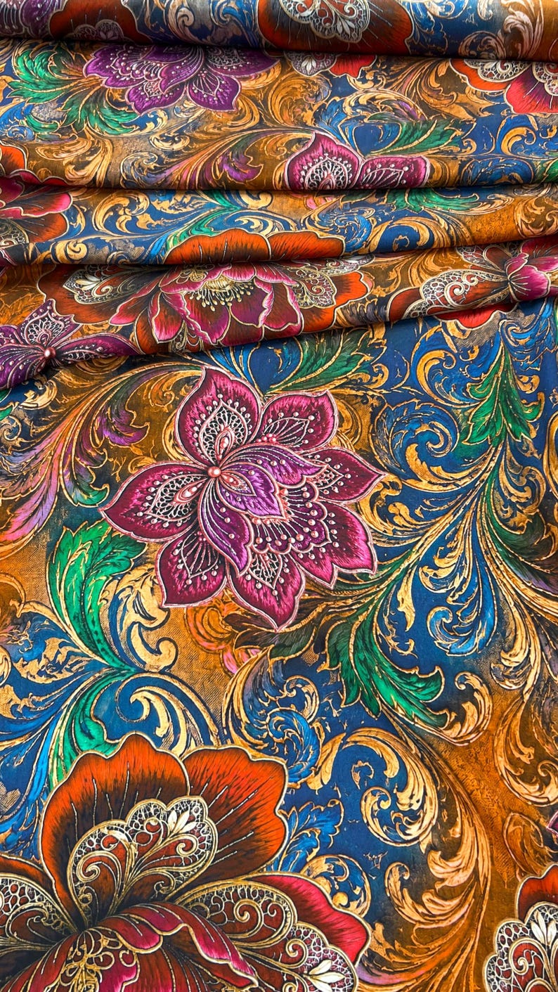 Italian Textiles Pattern Pure Silk Charmeuse High Quality Premium Italian Fabric/ Designer ...