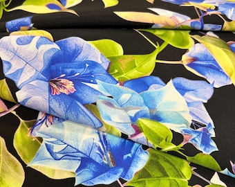 Hoogwaardige, pure zijden charmeuse stof van Italiaanse makelij / Designer bloemenprint / Luxe modestof per meter