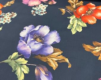 Cotton poplin high quality premium Italian fabric/ Designer floral print/ Alta moda luxury natural Italian textile fabric by the yard