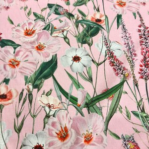 Hoogwaardige Italiaanse katoenen poplin stof / Designer bloemenprint / Luxe natuurlijke textielstof van Alta Moda per meter