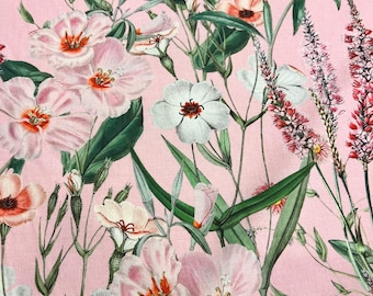 Popelín de algodón italiano de alta calidad / Estampado floral de diseño / Tejido textil natural de lujo Alta Moda por metro