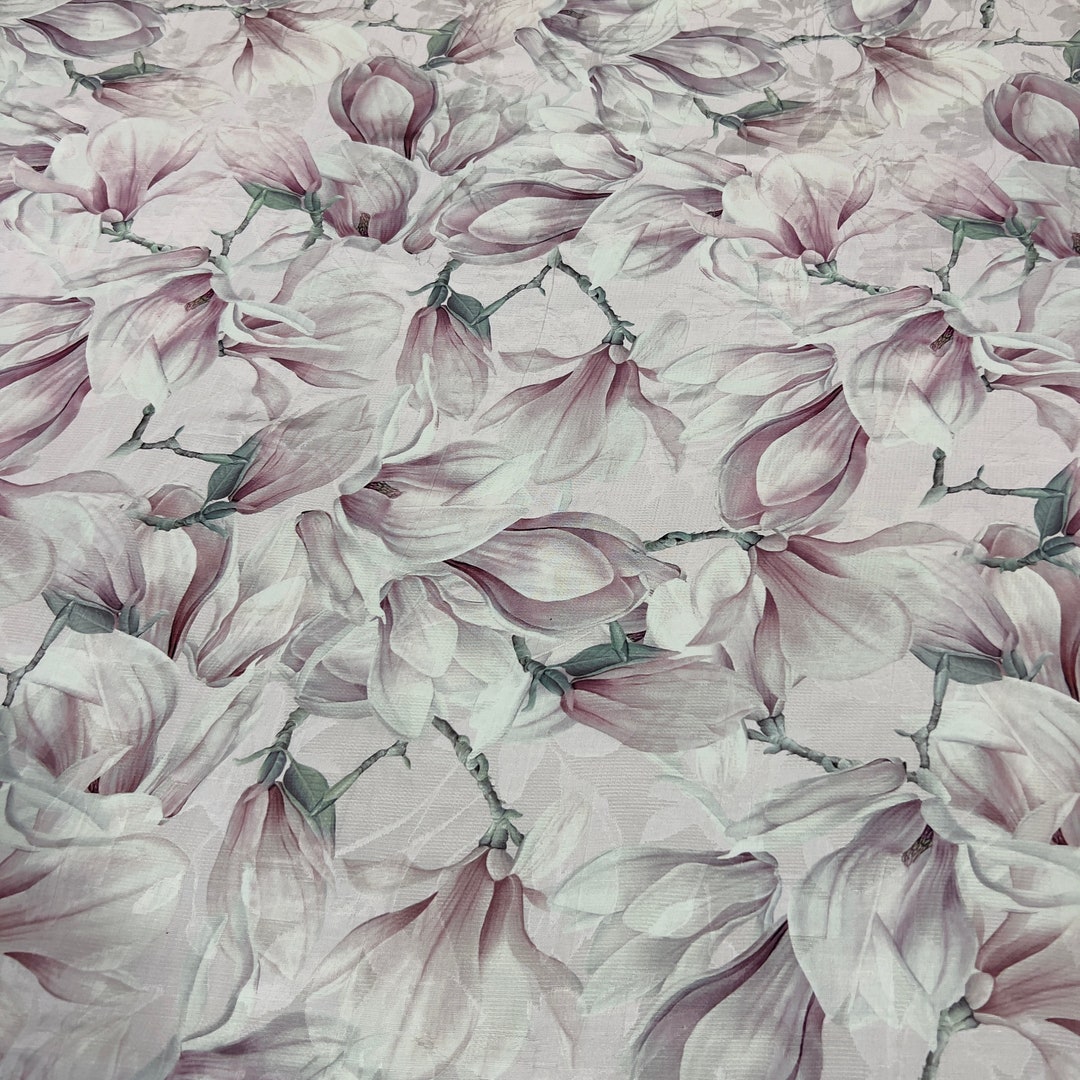 Italian Pure Linen Silk Jacquard High Quality Premium Designer Fabric/ Exclusive Floral Magnolia ...