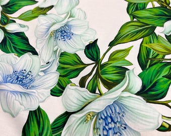 Tela italiana premium de popelina de algodón de alta calidad/Estampado floral de diseñador/Tela textil natural de lujo de alta moda por yarda