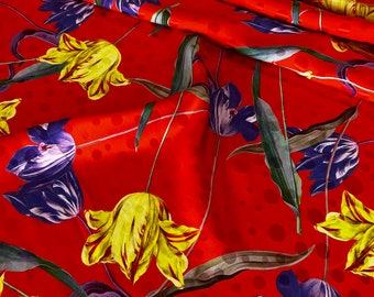Pure silk jacquard high quality Italian premium fabric/ Designer floral print/ Alta moda luxury textile natural fashion fabric by the yard
