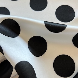Italian satin viscose high quality premium fabric/ Designer polka dots print/ Alta moda luxury textile natural fabric by the yard
