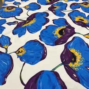 Italian cotton poplin high quality premium fabric/ Designer floral print/ Alta moda luxury textile natural fashion fabric by the yard