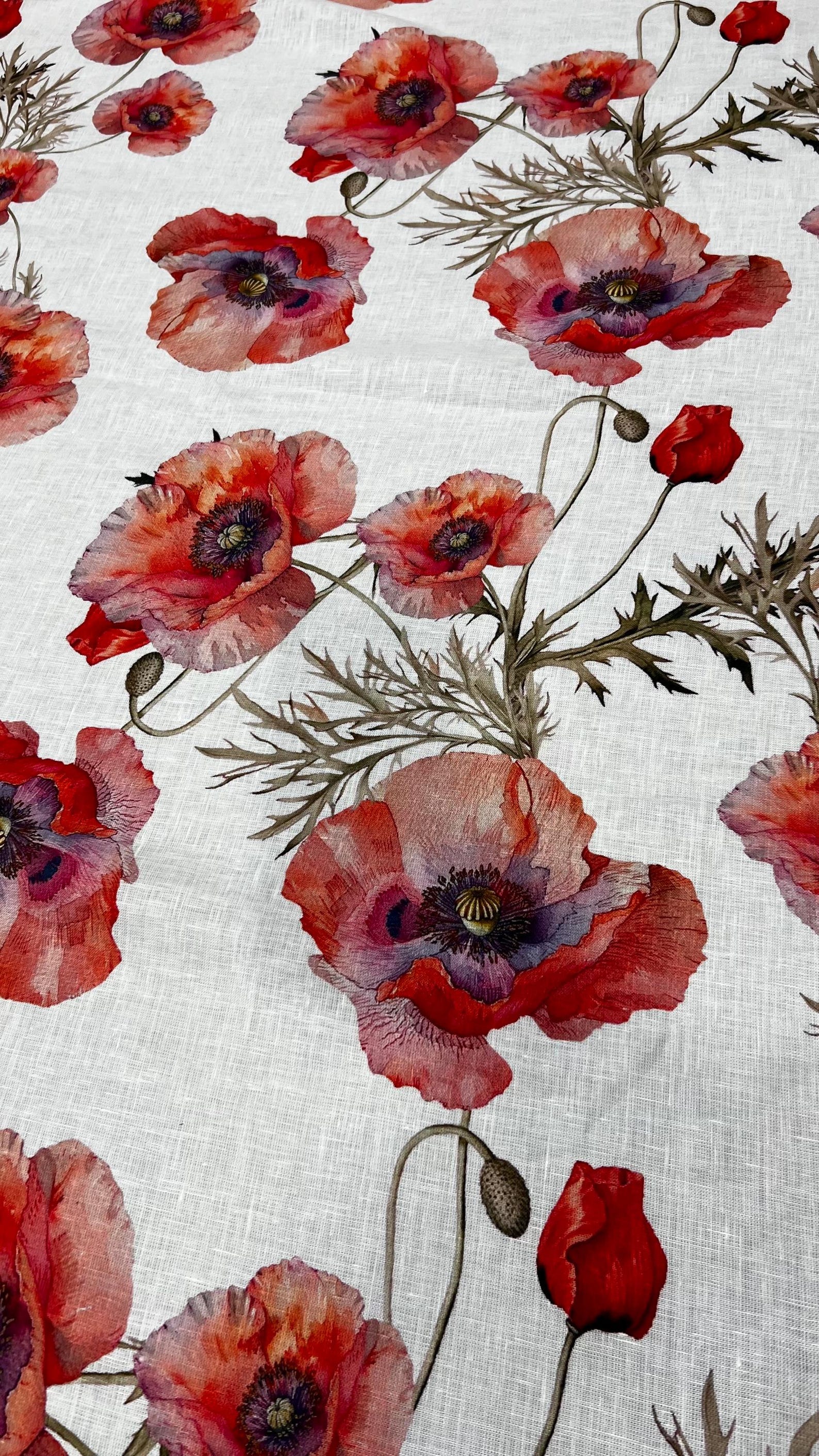 Italian Pure Linen High Quality Premium Fabric / Designer Floral ...