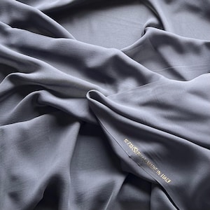 Italian crepe de chine pure silk high quality premium fabric/ Designer anthracite color/ Alta moda luxury textile natural fabric by the yard