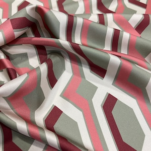 Italian pure silk twill premium high quality fabric/ Designer geometric print/ Alta moda luxury textile natural fabric by the yard