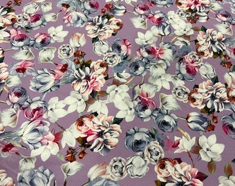 Soft cotton premium high quality Italian fabric/ Designer floral print/ Alta moda luxury textile natural fashion fabric by the yard
